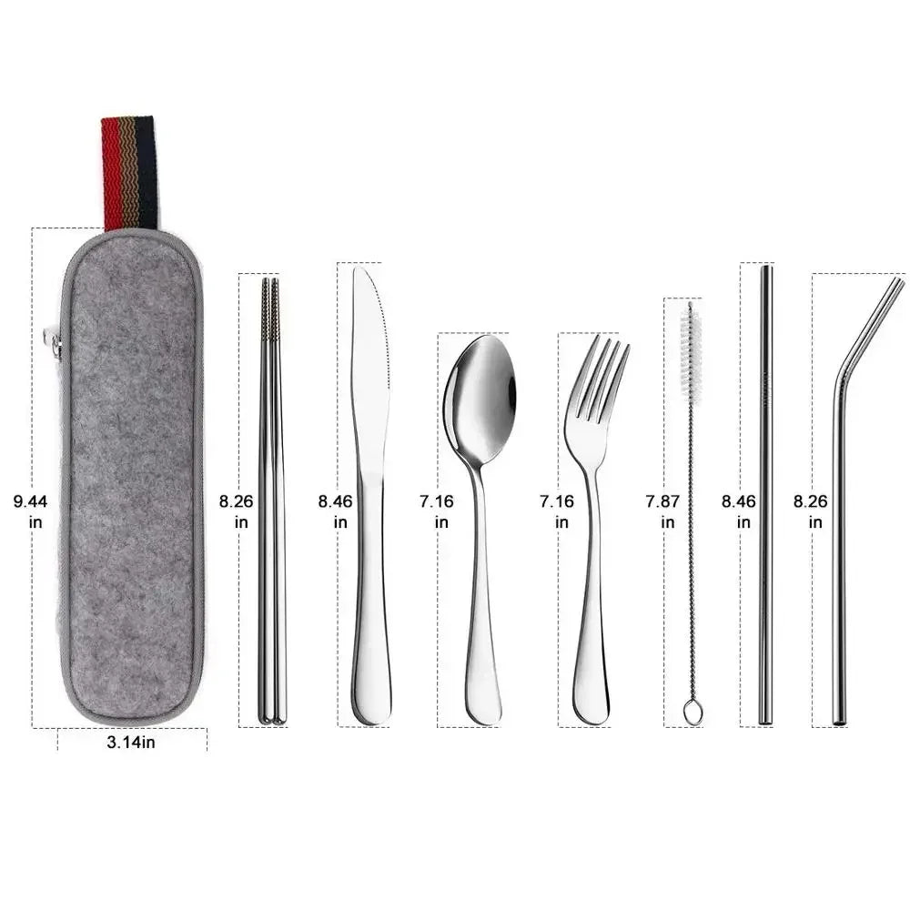 8-Piece Reusable Travel Cutlery Set