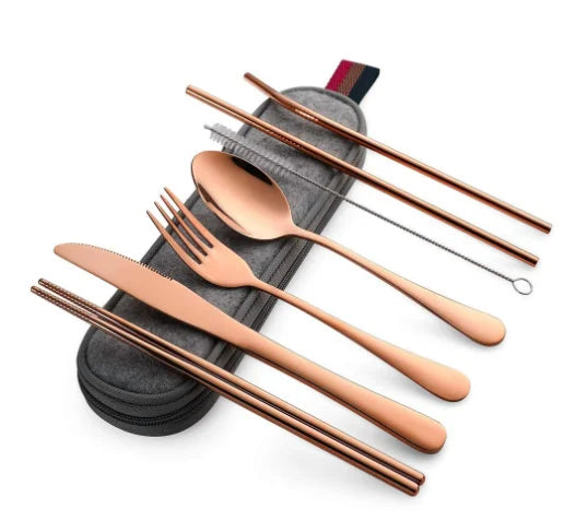 8-Piece Reusable Travel Cutlery Set