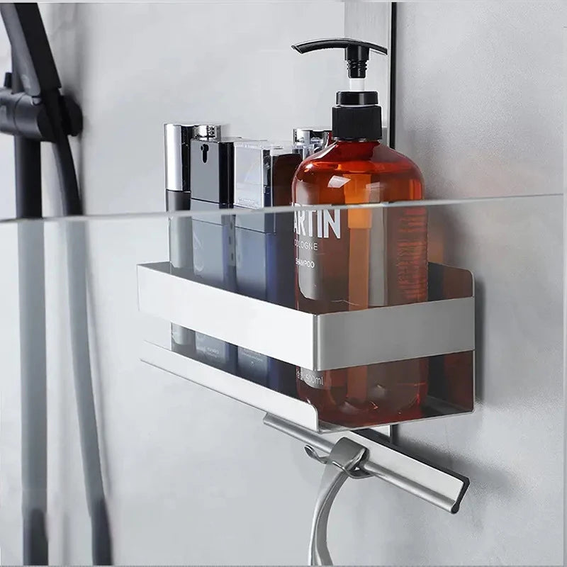 Movable No-Drill Bathroom Shelf