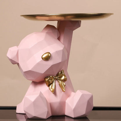 Geometric Bear Resin Storage Sculpture