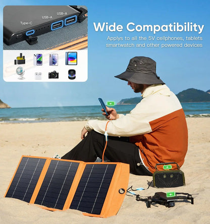 30W Solar Panel 10000mah btttery full system kit Foldable and portable Outdoor power bank for outdoor RV camping mobile phones