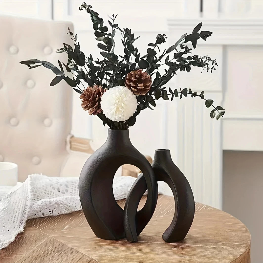 Modern Hollow Ceramic Vase Set