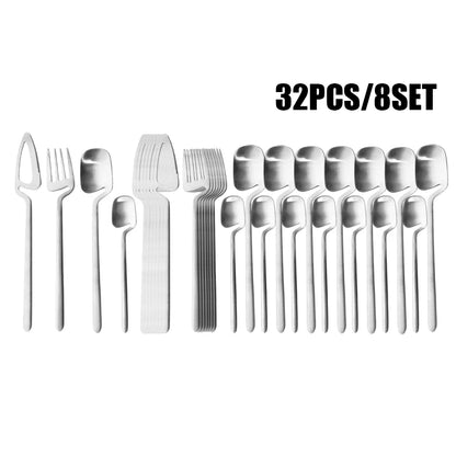 32-Piece Black Matte Cutlery Set