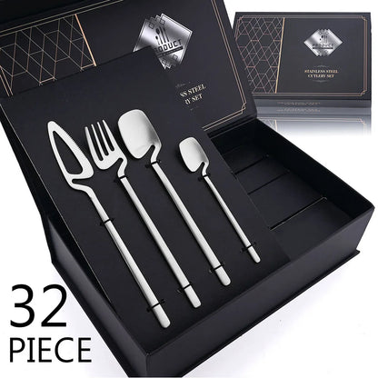 32-Piece Black Matte Cutlery Set