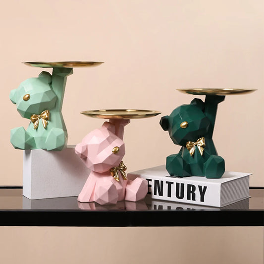 Geometric Bear Resin Storage Sculpture