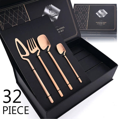 32-Piece Black Matte Cutlery Set