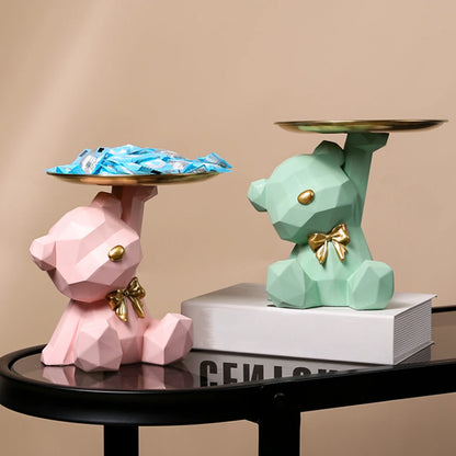 Geometric Bear Resin Storage Sculpture