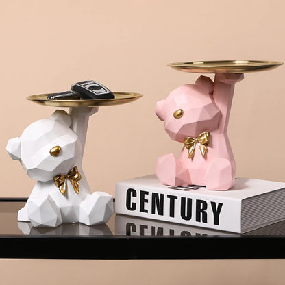 Geometric Bear Resin Storage Sculpture
